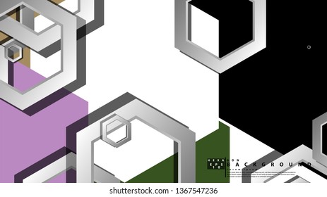 Abstract geometric background with hexagon cold color composition. Vector illustration
