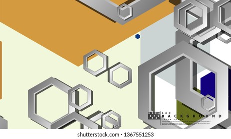 Abstract geometric background with hexagon cold color composition. Vector illustration