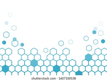 Abstract geometric background with hexagon grid cell vector illustration. Blue color.