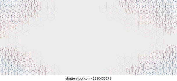 Abstract geometric background with hexagon isometric cube. White background with hexagon pattern Vector Background.