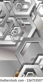 Abstract geometric background with hexagon metal color composition. Vector illustration