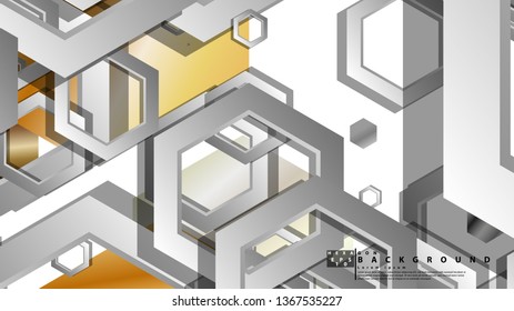 Abstract geometric background with hexagon metal color composition. Vector illustration
