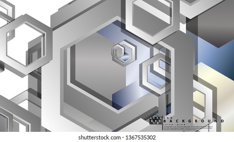 Abstract geometric background with hexagon metal color composition. Vector illustration