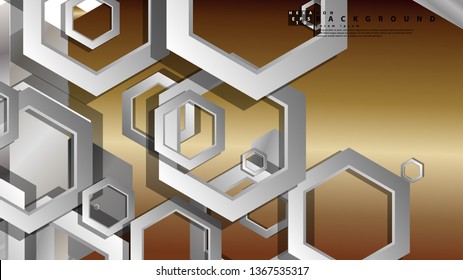 Abstract geometric background with hexagon metal color composition. Vector illustration