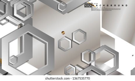 Abstract geometric background with hexagon metal color composition. Vector illustration