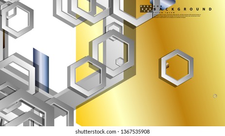 Abstract geometric background with hexagon metal color composition. Vector illustration