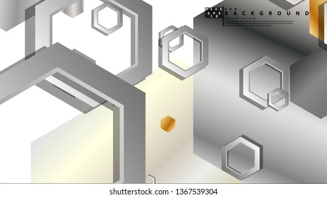 Abstract geometric background with hexagon metal color composition. Vector illustration