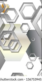 Abstract geometric background with hexagon metal color composition. Vector illustration