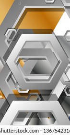 Abstract geometric background with hexagon metal color composition. Vector illustration