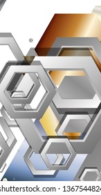 Abstract geometric background with hexagon metal color composition. Vector illustration