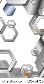 Abstract geometric background with hexagon metal color composition. Vector illustration