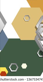 Abstract geometric background with hexagon, middle ages color composition. Vector illustration