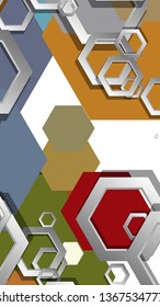Abstract geometric background with hexagon, middle ages color composition. Vector illustration