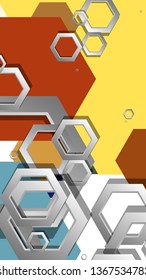 Abstract geometric background with hexagon, middle ages color composition. Vector illustration