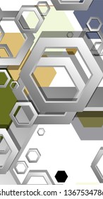 Abstract geometric background with hexagon, middle ages color composition. Vector illustration