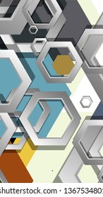 Abstract geometric background with hexagon, middle ages color composition. Vector illustration