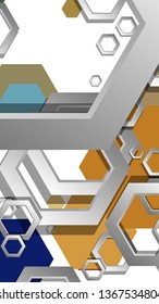 Abstract geometric background with hexagon, middle ages color composition. Vector illustration