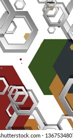 Abstract geometric background with hexagon, middle ages color composition. Vector illustration