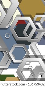 Abstract geometric background with hexagon, middle ages color composition. Vector illustration