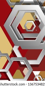 Abstract geometric background with hexagon, middle ages color composition. Vector illustration