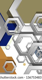 Abstract geometric background with hexagon, middle ages color composition. Vector illustration