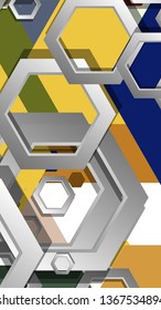 Abstract geometric background with hexagon, middle ages color composition. Vector illustration