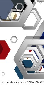 Abstract geometric background with hexagon, middle ages color composition. Vector illustration