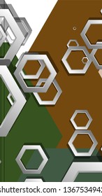 Abstract geometric background with hexagon, middle ages color composition. Vector illustration