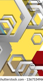 Abstract geometric background with hexagon, middle ages color composition. Vector illustration