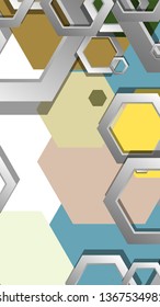 Abstract geometric background with hexagon, middle ages color composition. Vector illustration