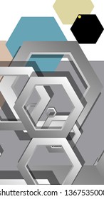 Abstract geometric background with hexagon, middle ages color composition. Vector illustration