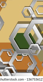 Abstract geometric background with hexagon, middle ages color composition. Vector illustration