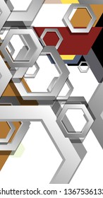 Abstract geometric background with hexagon, middle ages color composition. Vector illustration