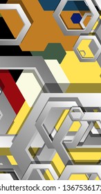 Abstract geometric background with hexagon, middle ages color composition. Vector illustration