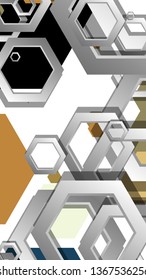 Abstract geometric background with hexagon, middle ages color composition. Vector illustration