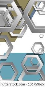 Abstract geometric background with hexagon, middle ages color composition. Vector illustration