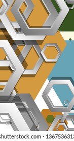 Abstract geometric background with hexagon, middle ages color composition. Vector illustration