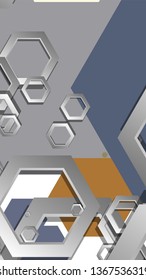 Abstract geometric background with hexagon, middle ages color composition. Vector illustration