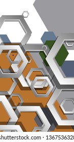 Abstract geometric background with hexagon, middle ages color composition. Vector illustration