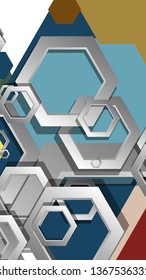 Abstract geometric background with hexagon, middle ages color composition. Vector illustration