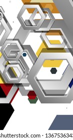 Abstract geometric background with hexagon, middle ages color composition. Vector illustration