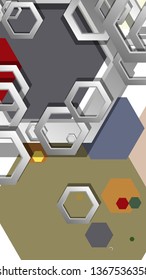 Abstract geometric background with hexagon, middle ages color composition. Vector illustration