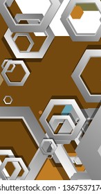 Abstract geometric background with hexagon, middle ages color composition. Vector illustration