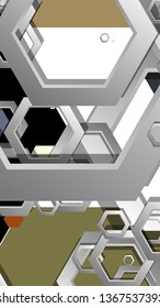 Abstract geometric background with hexagon, middle ages color composition. Vector illustration