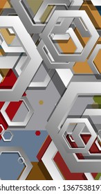 Abstract geometric background with hexagon, middle ages color composition. Vector illustration