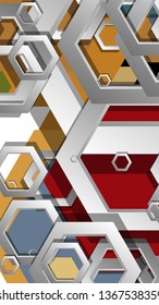 Abstract geometric background with hexagon, middle ages color composition. Vector illustration