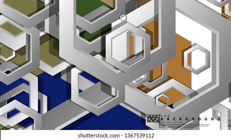 Abstract geometric background with hexagon, middle ages color composition. Vector illustration