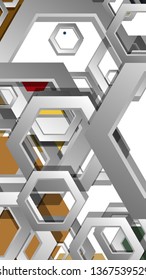 Abstract geometric background with hexagon, middle ages color composition. Vector illustration