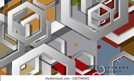 Abstract geometric background with hexagon, middle ages color composition. Vector illustration
