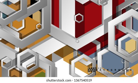 Abstract geometric background with hexagon, middle ages color composition. Vector illustration